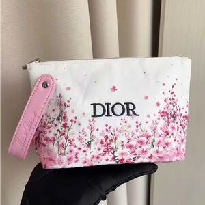 Dior White and Pink Floral Cosmetic Bag with box sleeve